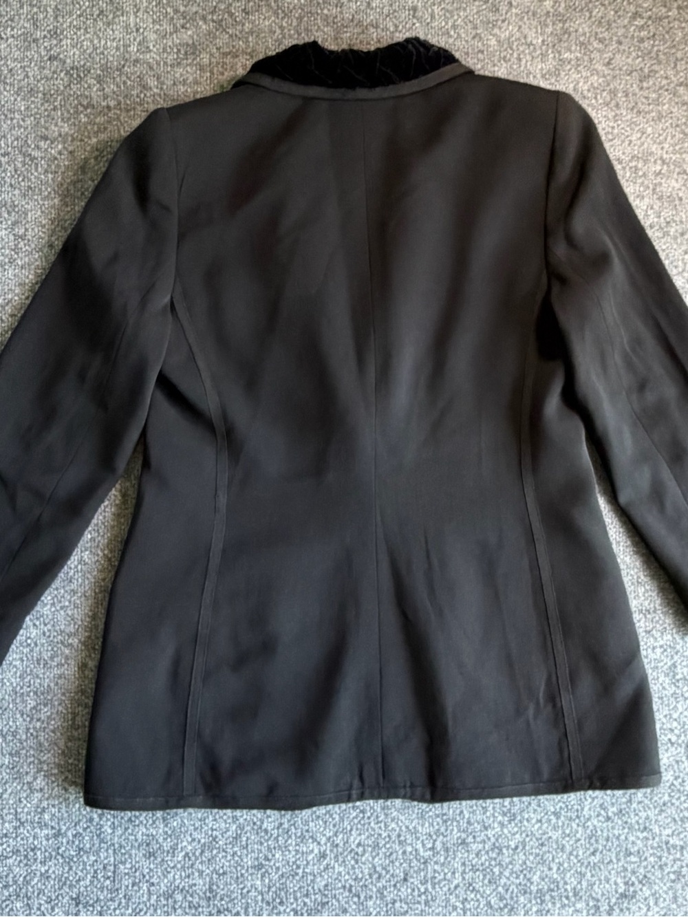 Armani Collezioni Women's 12 Black Velvet Lapel Virgin Wool Lined Blazer Jacket - Picture 14 of 16